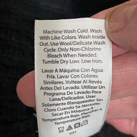 Holiday Time Black Christmas Sweater with multi colored letters & snowflakes - Picture 5 of 7